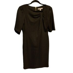 Danny & Nicole Little Black Dress Size 10 Round Neck w/Twist Elbow Length Sleeve